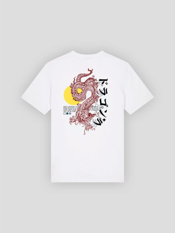 Een chinese dragon casual t shirt van Wurban Wear met daarop een draak als mytisch wezen in een japanse stijl