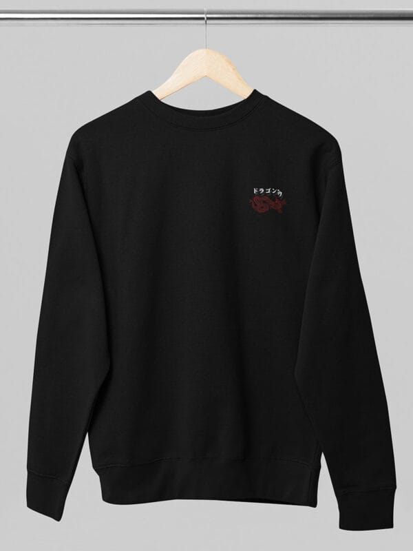 Een chinese dragon casual sweater van Wurban Wear met daarop een draak als mytisch wezen in een japanse stijl